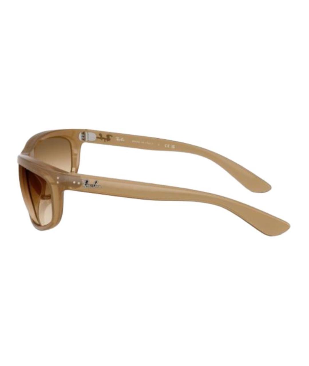 RAY BAN Бежевые пластиковые солнцезащитные очки, фото 3