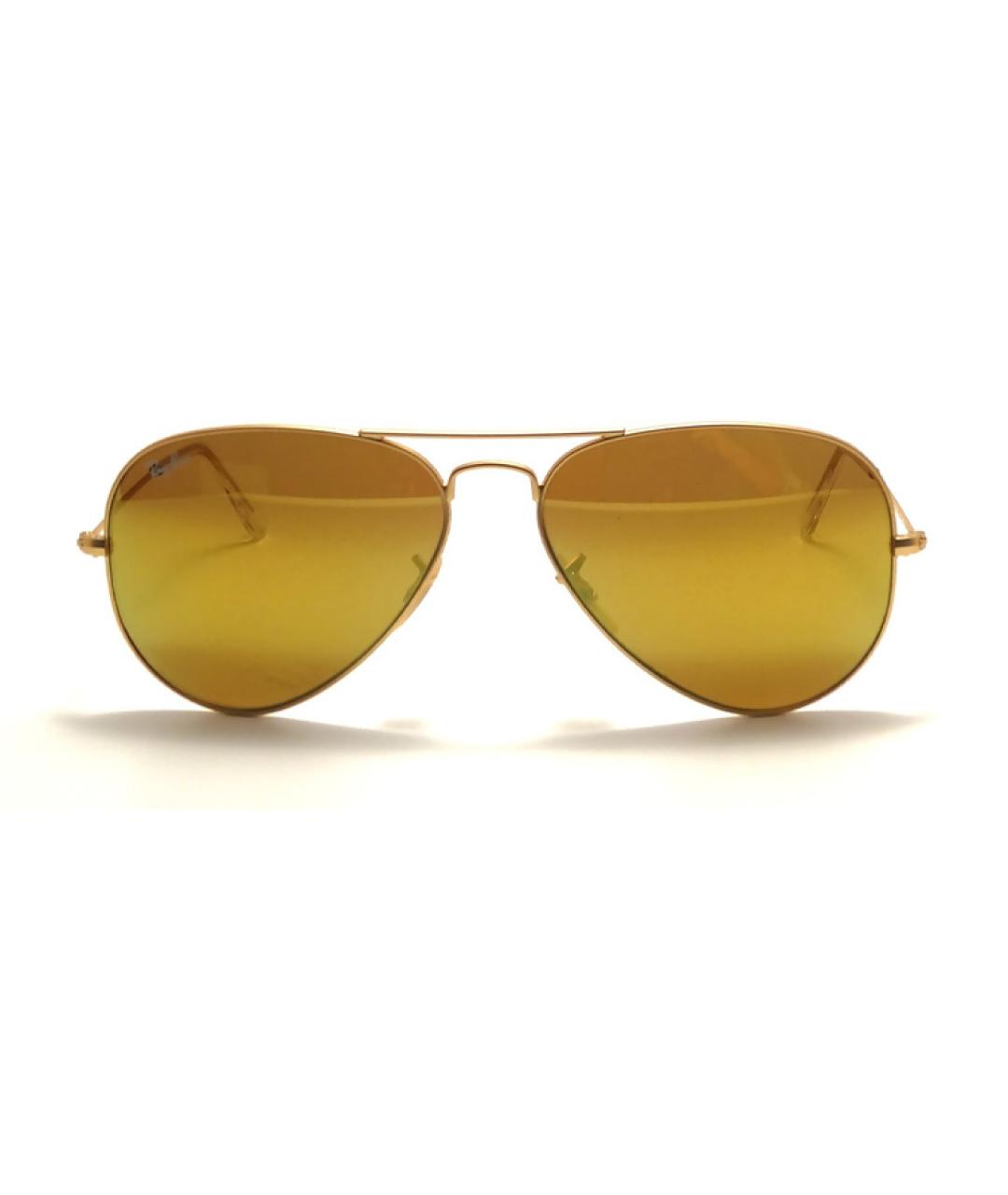 RAY BAN Золотые металлические солнцезащитные очки, фото 2