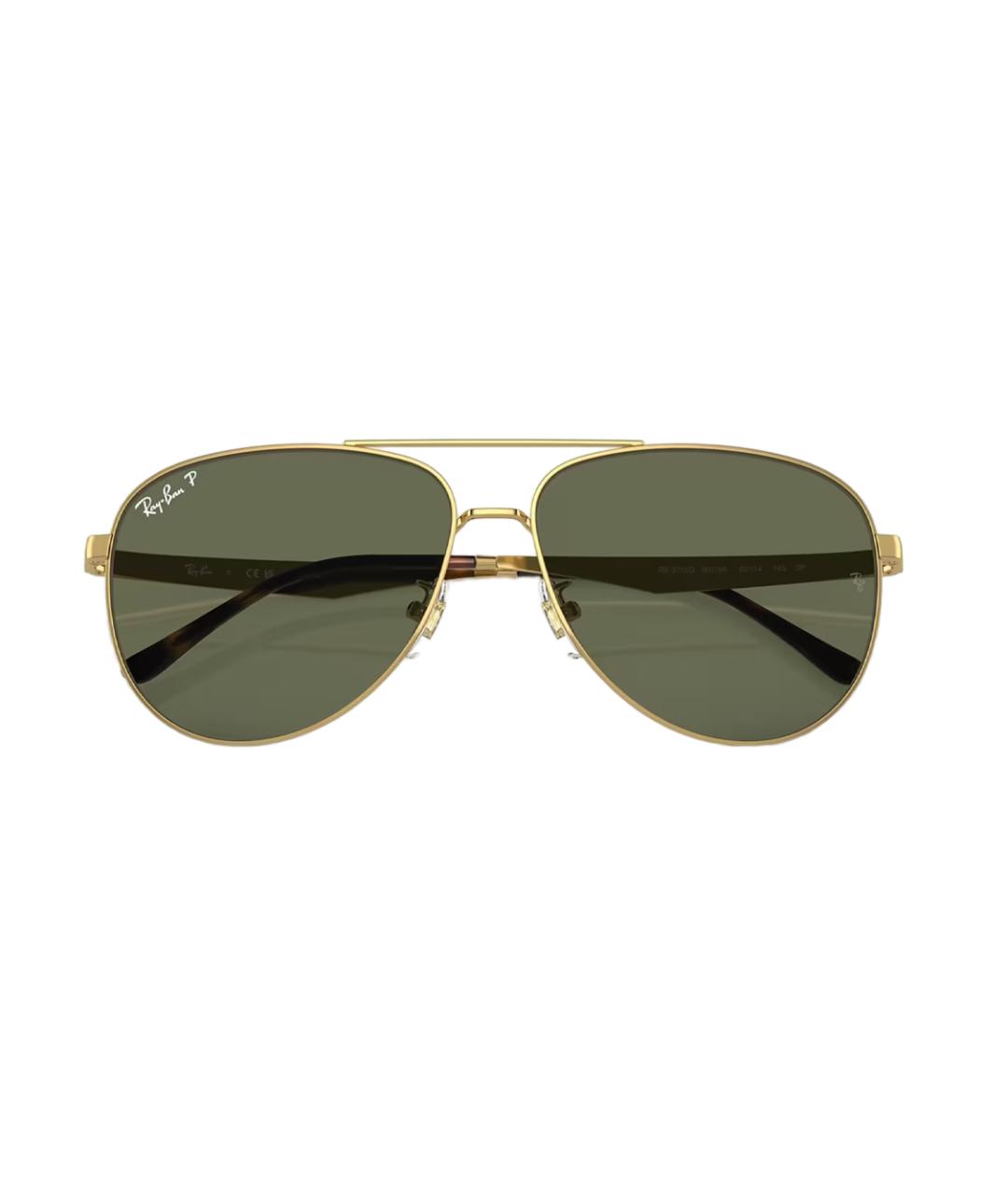 RAY BAN Золотые металлические солнцезащитные очки, фото 4