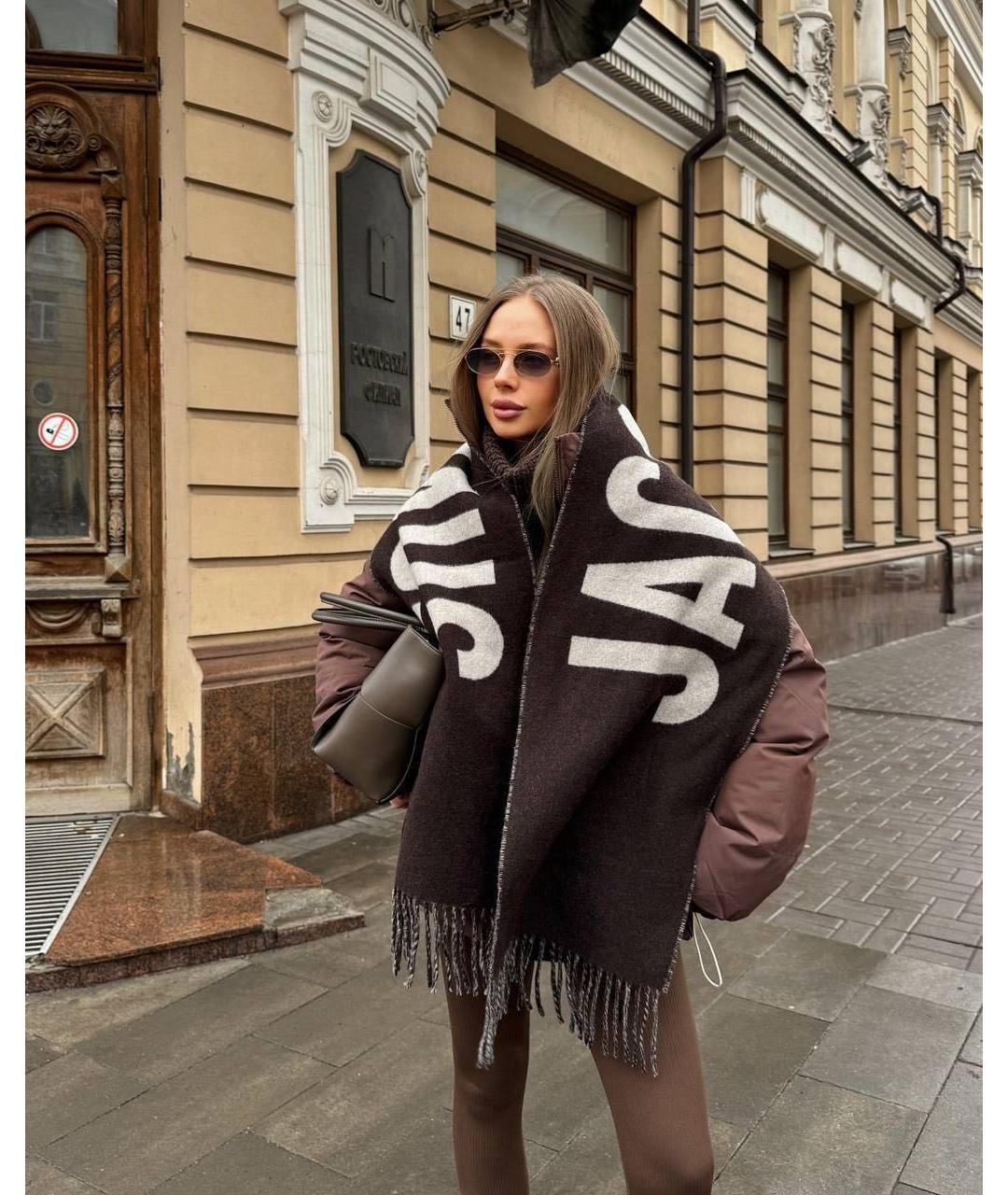 JACQUEMUS Коричневый шерстяной шарф, фото 3