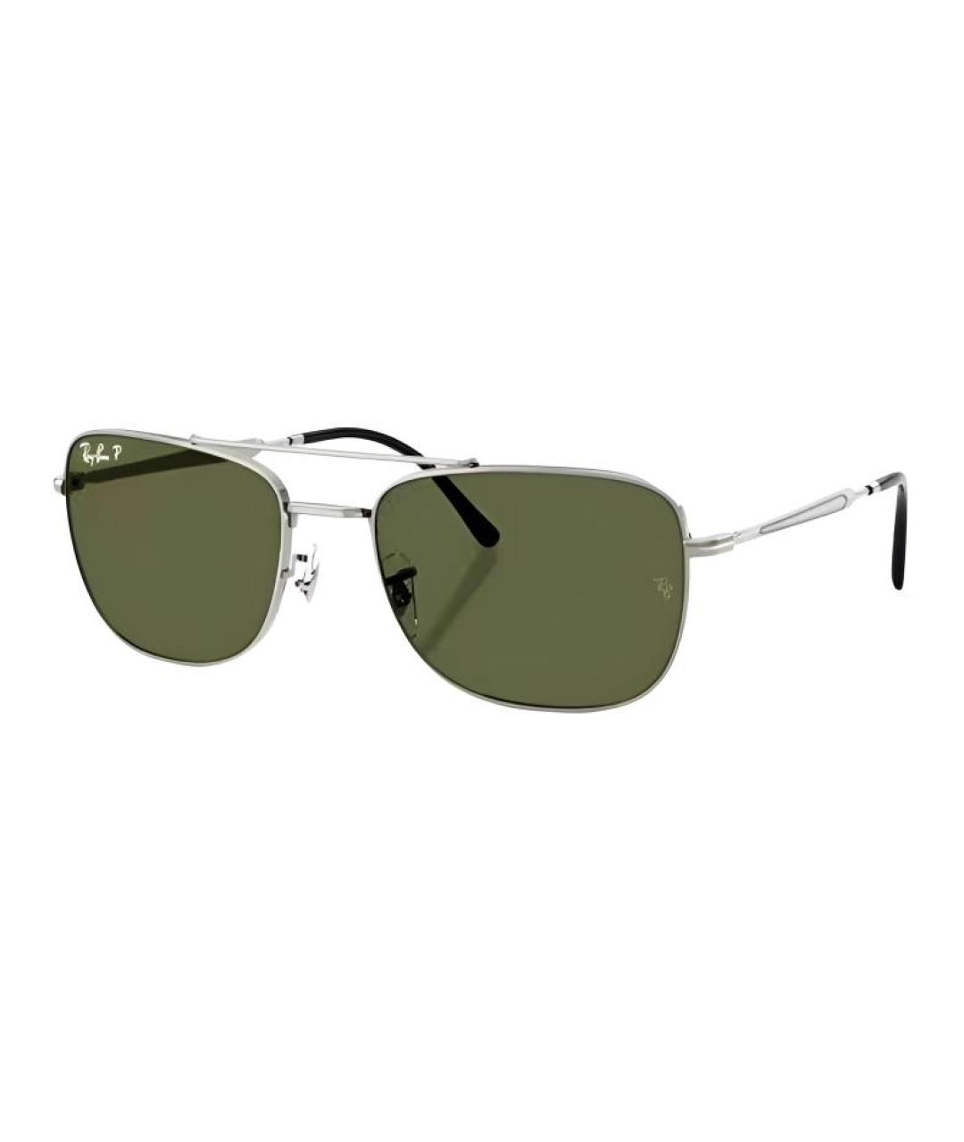 RAY BAN Серебряные металлические солнцезащитные очки, фото 1