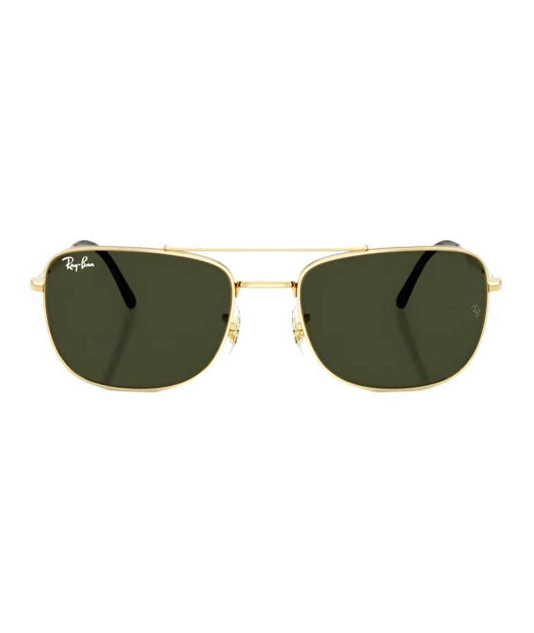 RAY BAN Золотые металлические солнцезащитные очки, фото 2