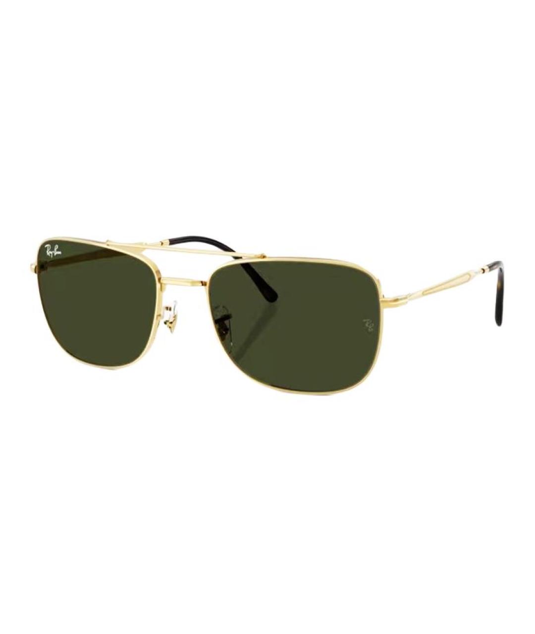 RAY BAN Золотые металлические солнцезащитные очки, фото 1