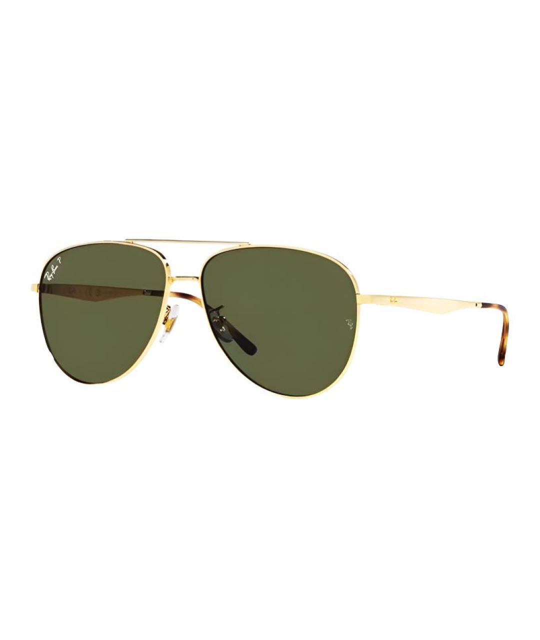 RAY BAN Золотые металлические солнцезащитные очки, фото 1