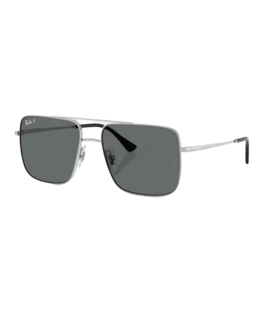 RAY BAN Серебряные металлические солнцезащитные очки, фото 1