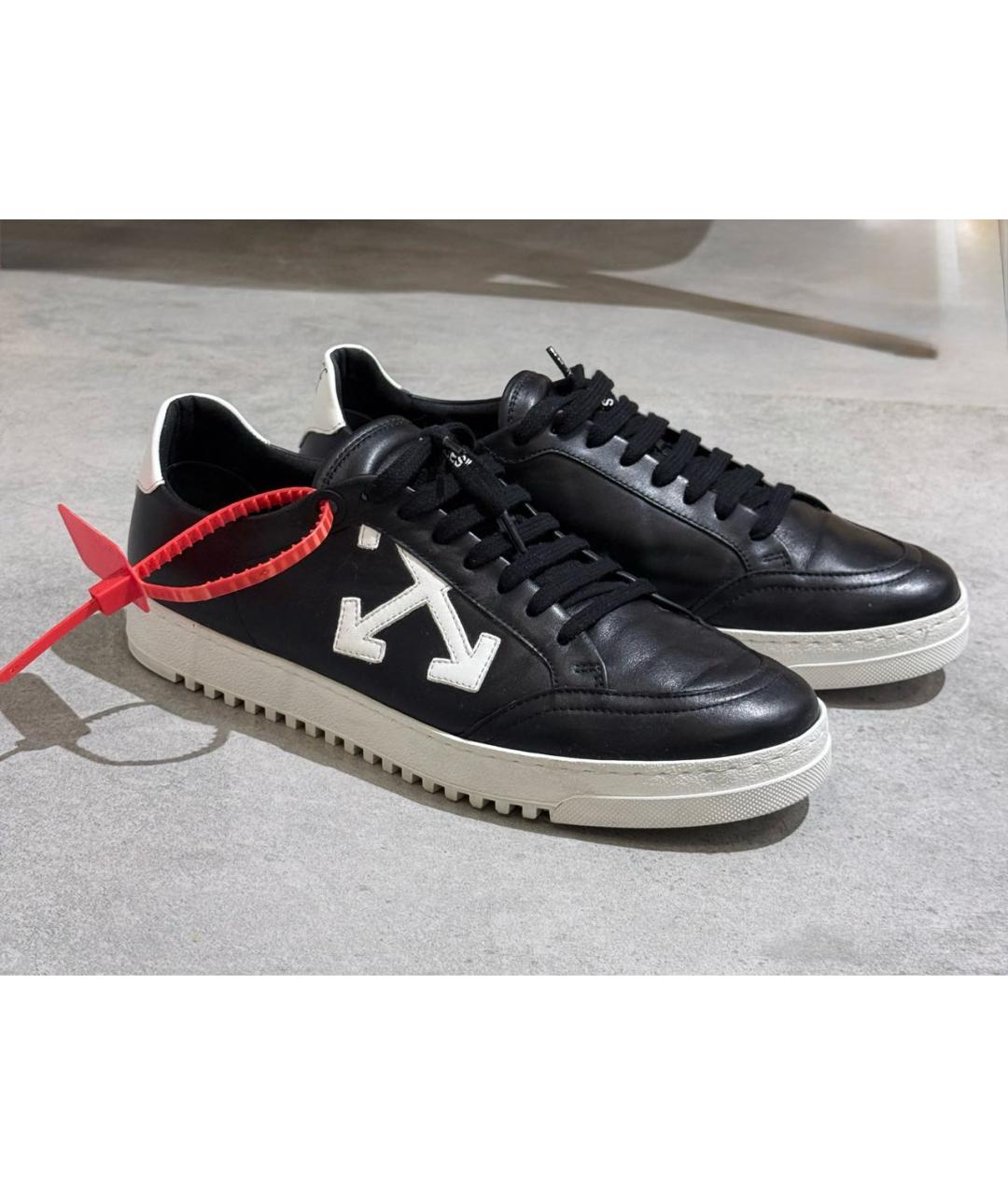 OFF-WHITE Черные кожаные низкие кроссовки / кеды, фото 5