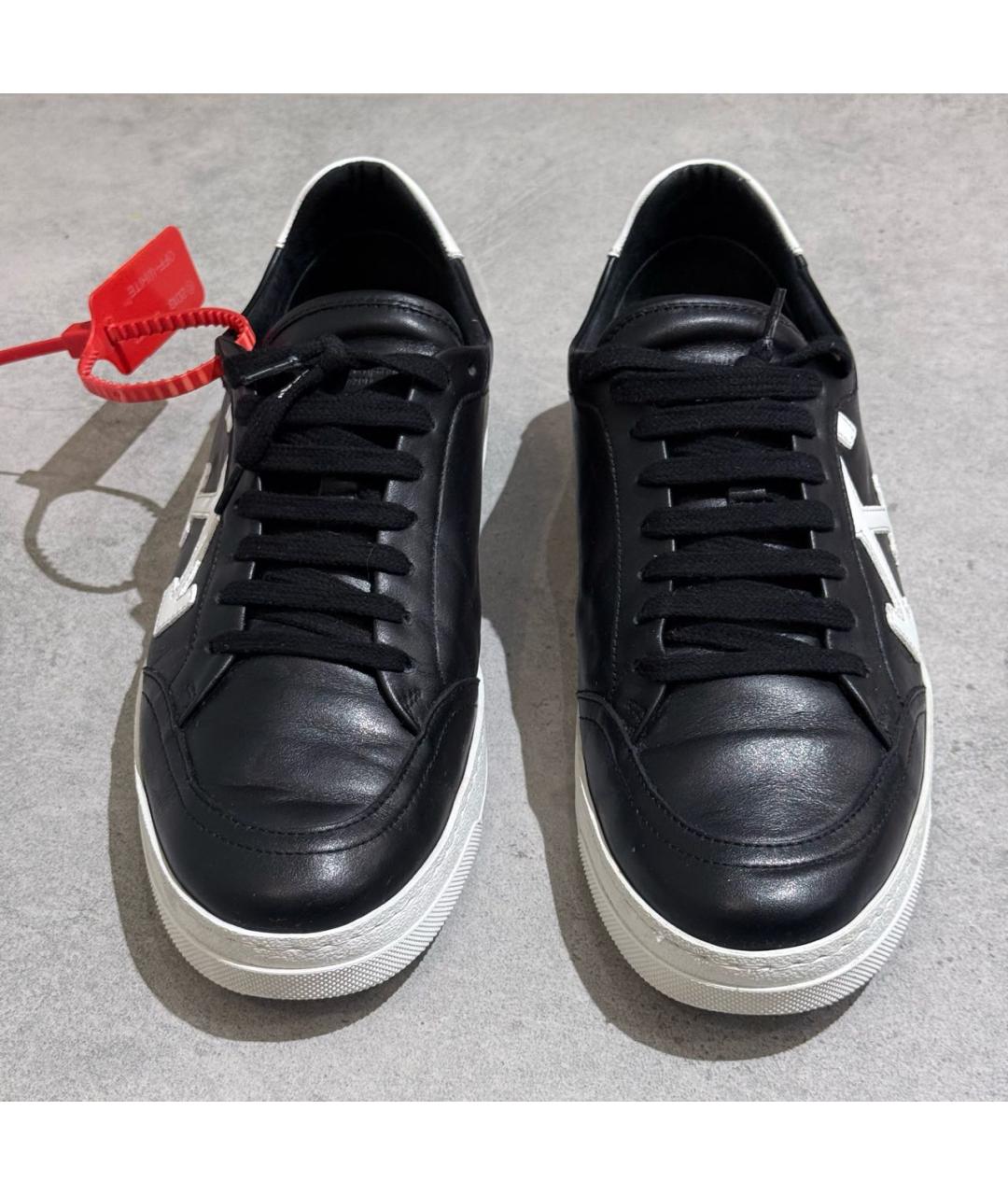 OFF-WHITE Черные кожаные низкие кроссовки / кеды, фото 2