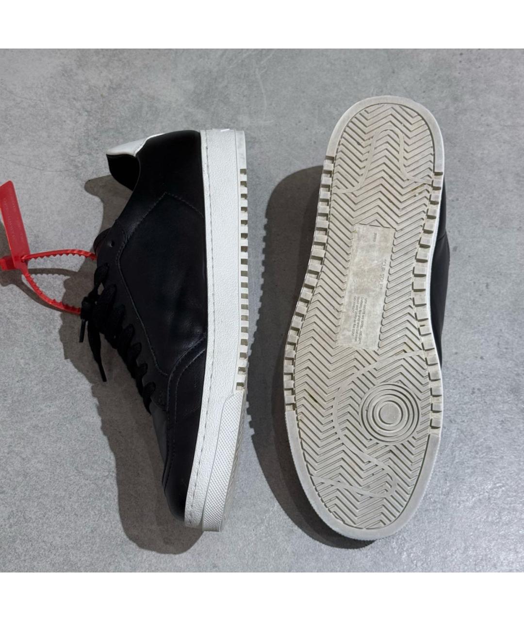 OFF-WHITE Черные кожаные низкие кроссовки / кеды, фото 4