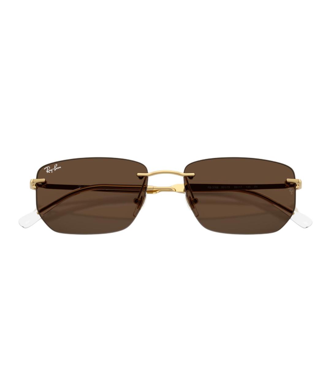 RAY BAN Золотые металлические солнцезащитные очки, фото 5