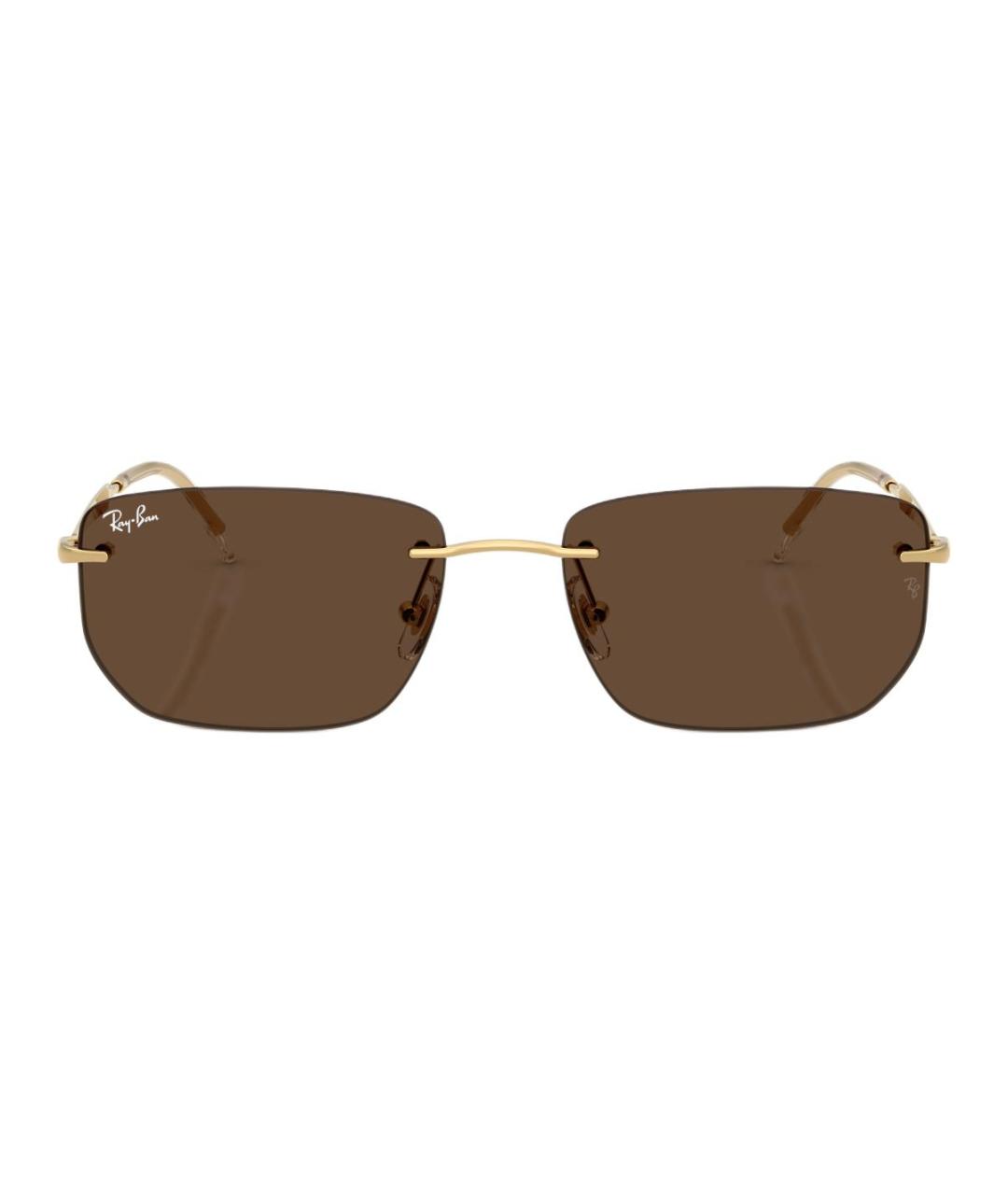 RAY BAN Золотые металлические солнцезащитные очки, фото 4