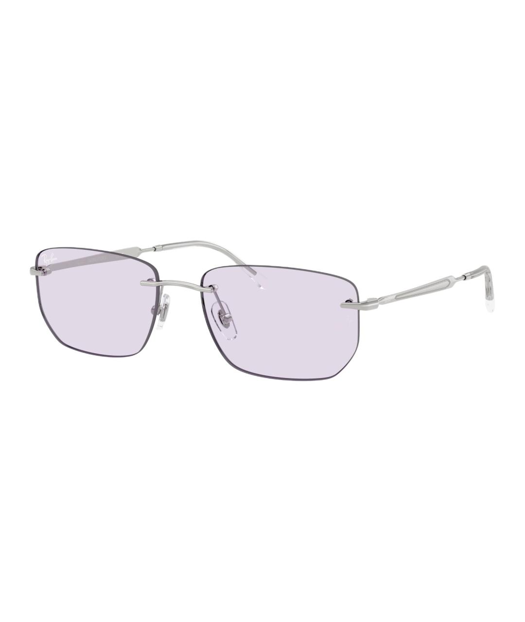 RAY BAN Серебряные металлические солнцезащитные очки, фото 6