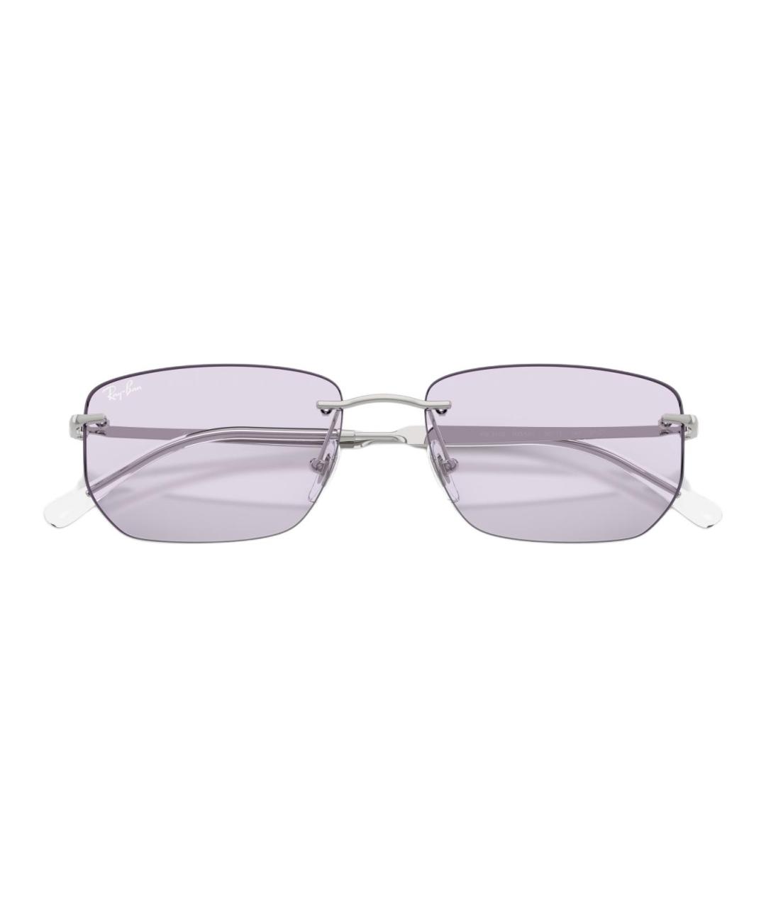 RAY BAN Серебряные металлические солнцезащитные очки, фото 5