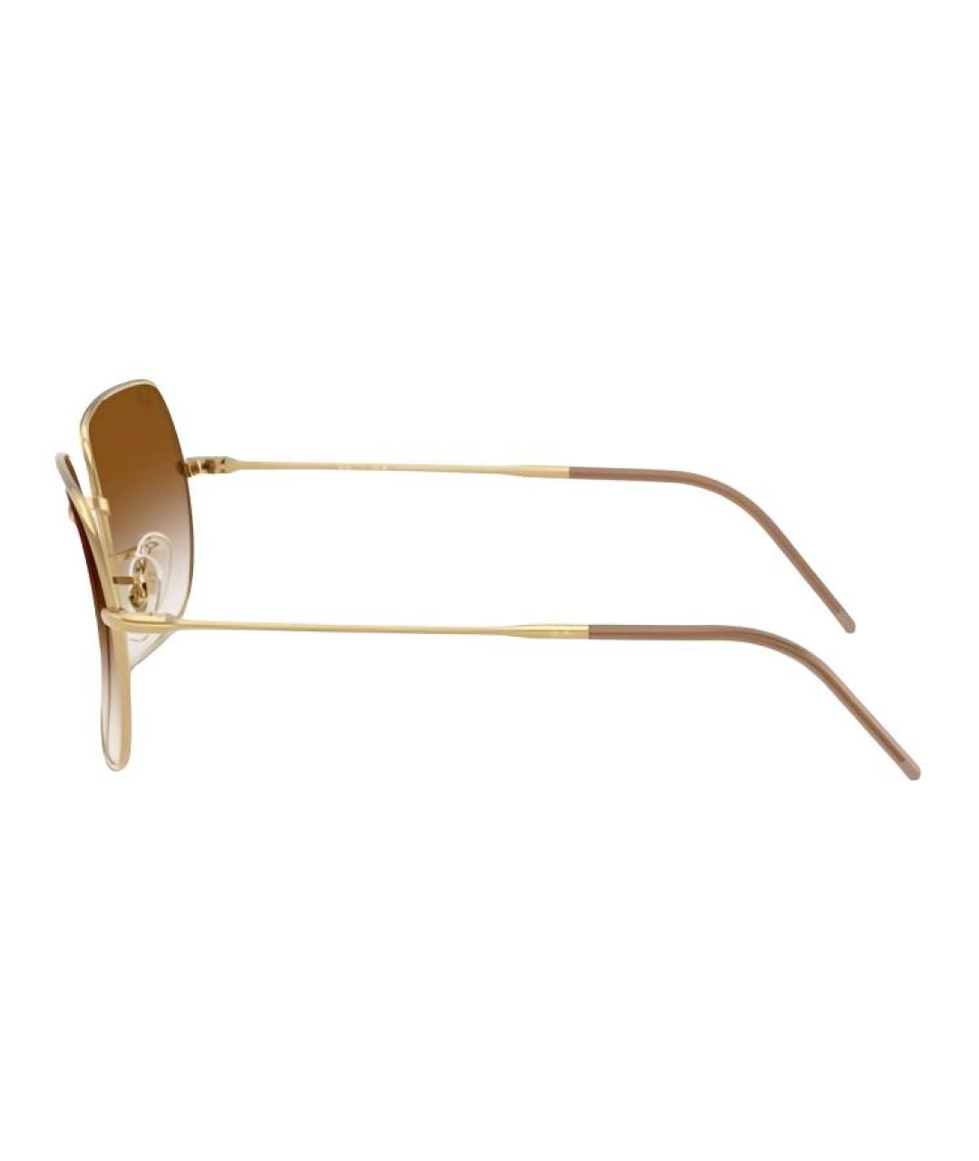 RAY BAN Золотые металлические солнцезащитные очки, фото 3