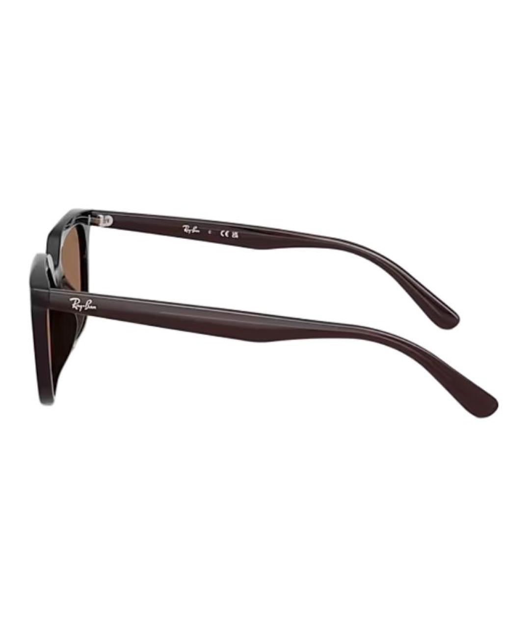 RAY BAN Коричневые пластиковые солнцезащитные очки, фото 3