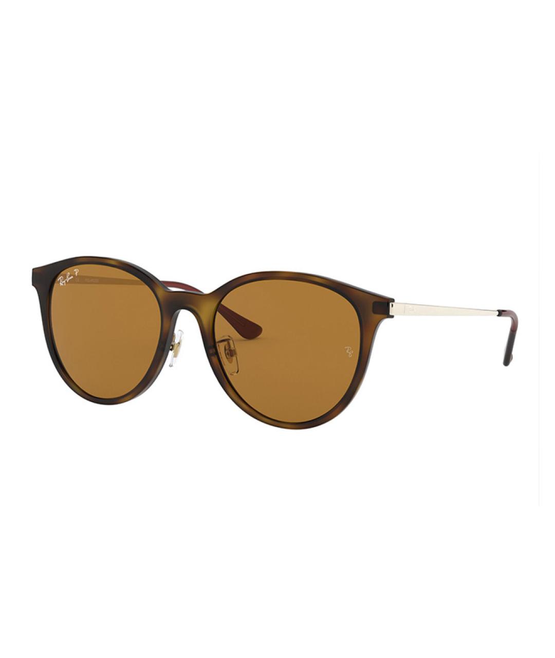 RAY BAN Коричневые пластиковые солнцезащитные очки, фото 2