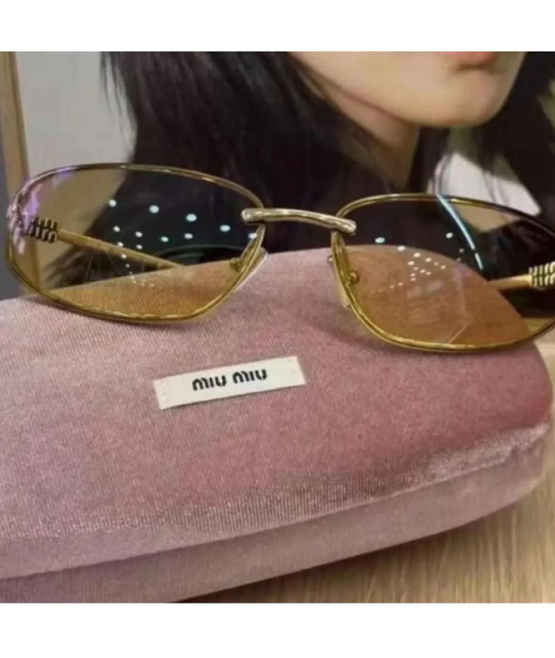 MIU MIU Коричневые металлические солнцезащитные очки, фото 8