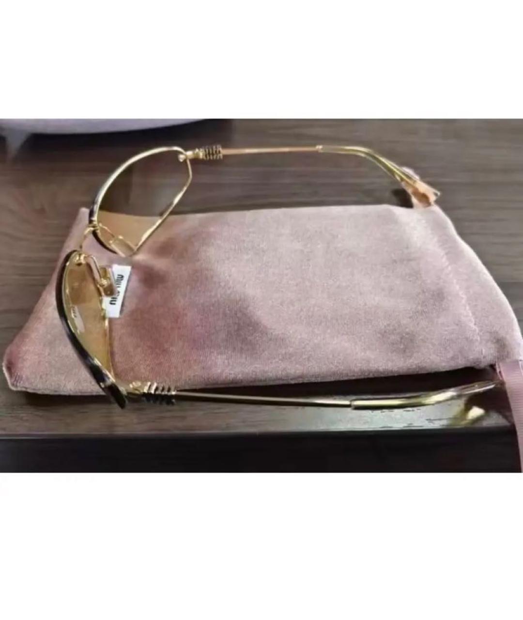 MIU MIU Коричневые металлические солнцезащитные очки, фото 7