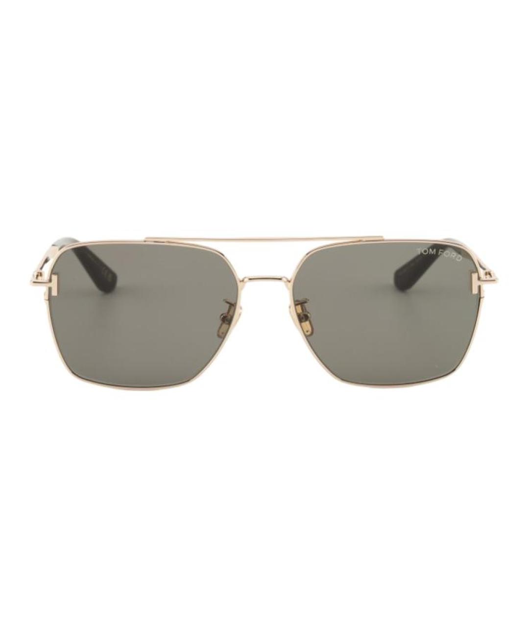 TOM FORD Золотые металлические солнцезащитные очки, фото 2