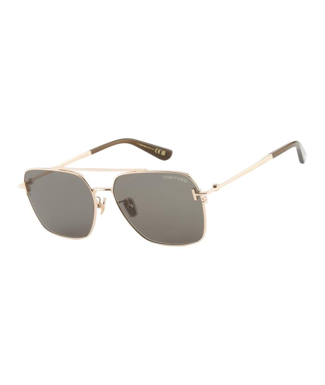 TOM FORD Золотые металлические солнцезащитные очки, фото 1
