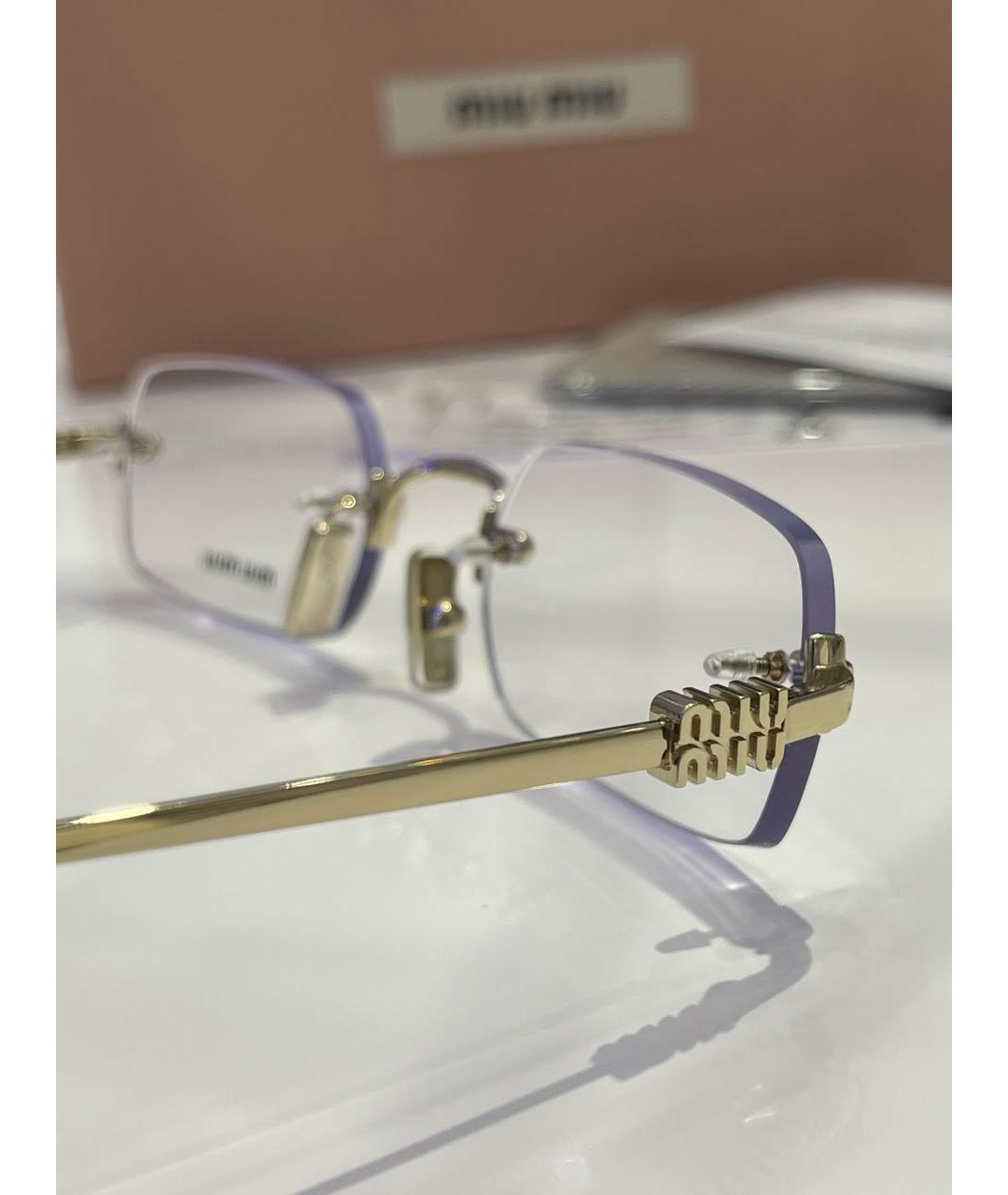 MIU MIU Золотые металлические солнцезащитные очки, фото 6