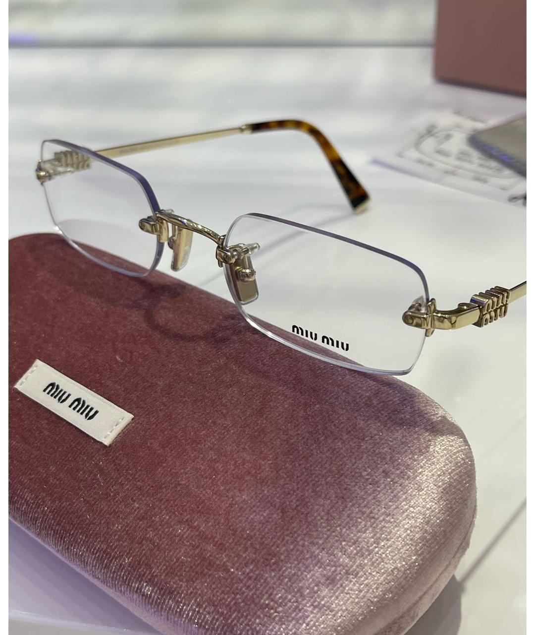 MIU MIU Золотые металлические солнцезащитные очки, фото 8