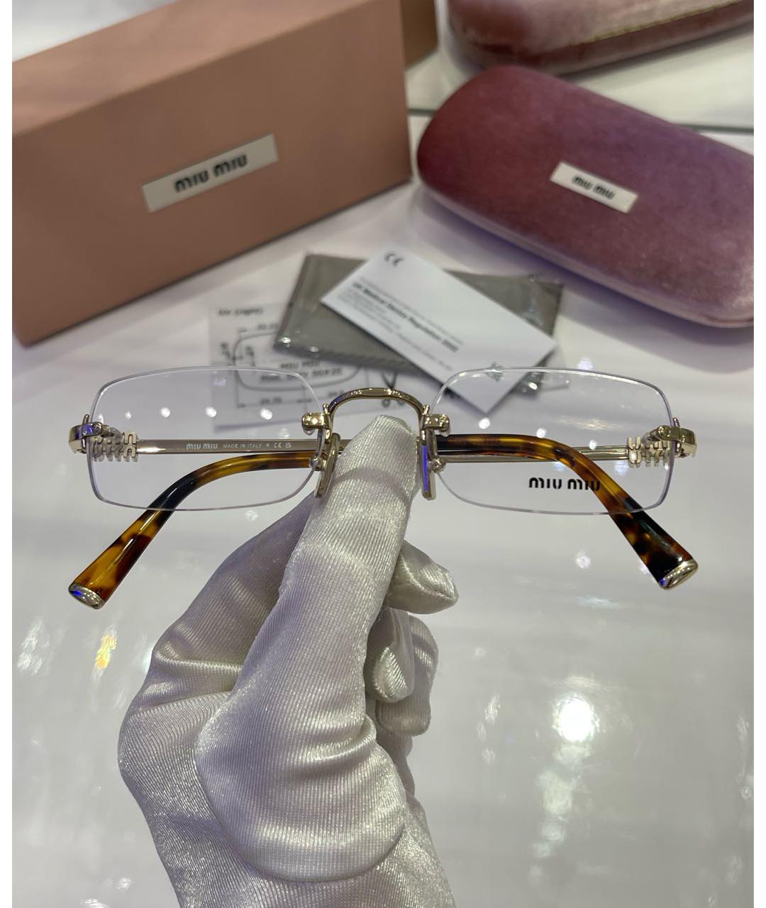 MIU MIU Золотые металлические солнцезащитные очки, фото 4