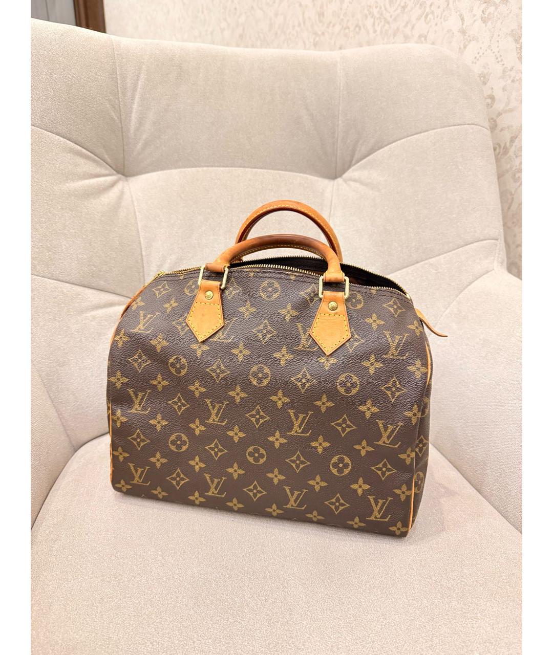 LOUIS VUITTON Коричневая сумка с короткими ручками из канвы, фото 3