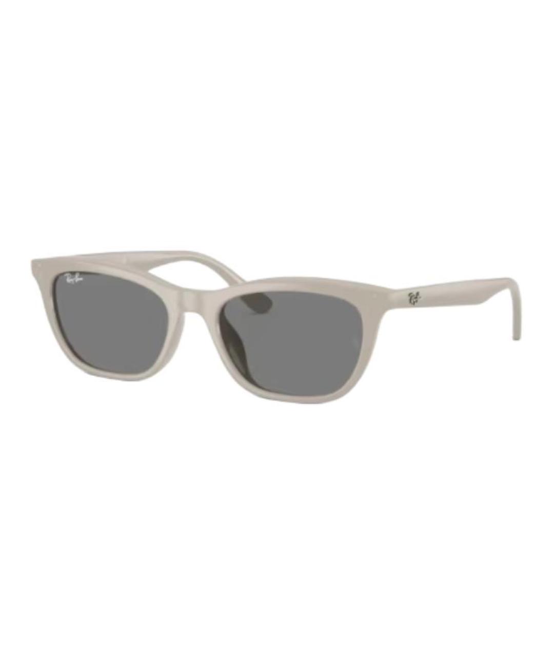 RAY BAN Бежевые пластиковые солнцезащитные очки, фото 4