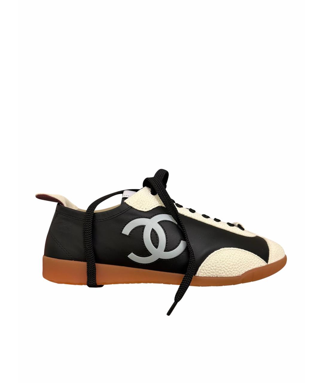 CHANEL Черные кожаные кеды, фото 1