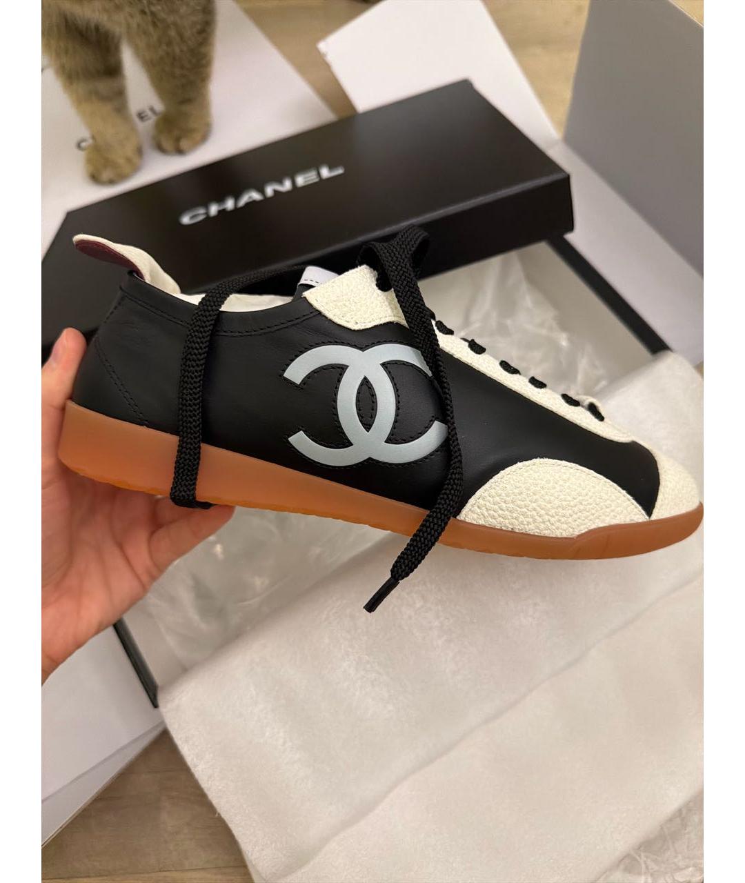 CHANEL Черные кожаные кеды, фото 5