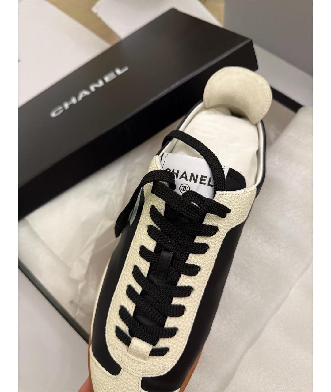 CHANEL Черные кожаные кеды, фото 3