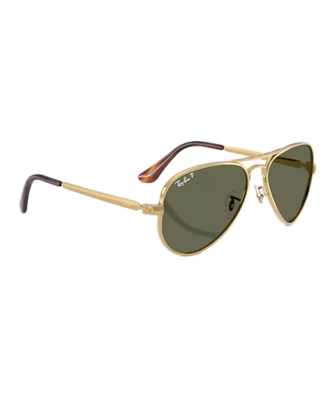 RAY BAN Золотые металлические солнцезащитные очки, фото 4