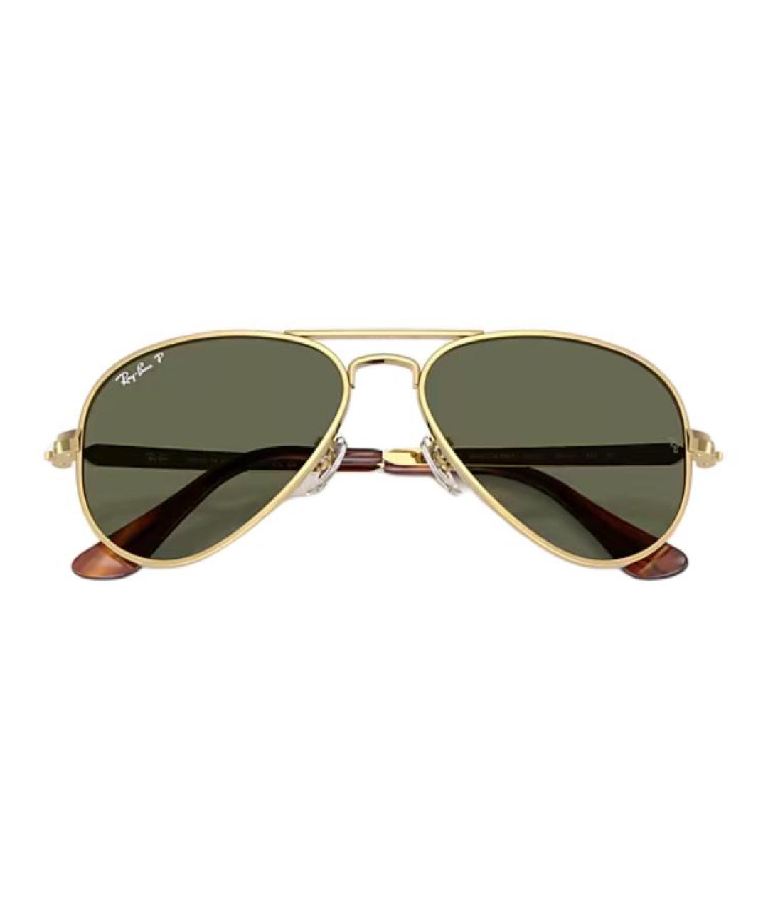 RAY BAN Золотые металлические солнцезащитные очки, фото 3