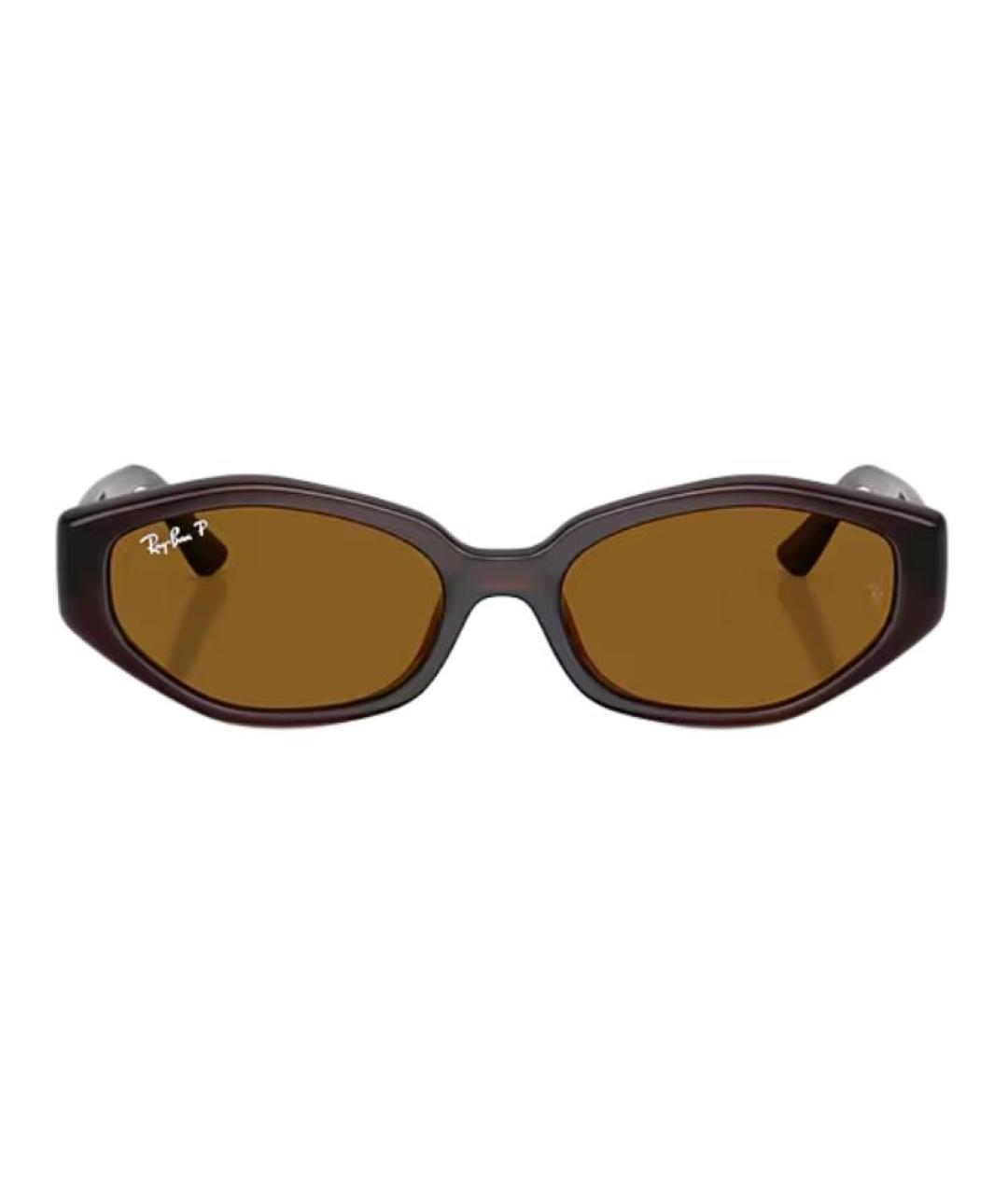 RAY BAN Коричневые пластиковые солнцезащитные очки, фото 2
