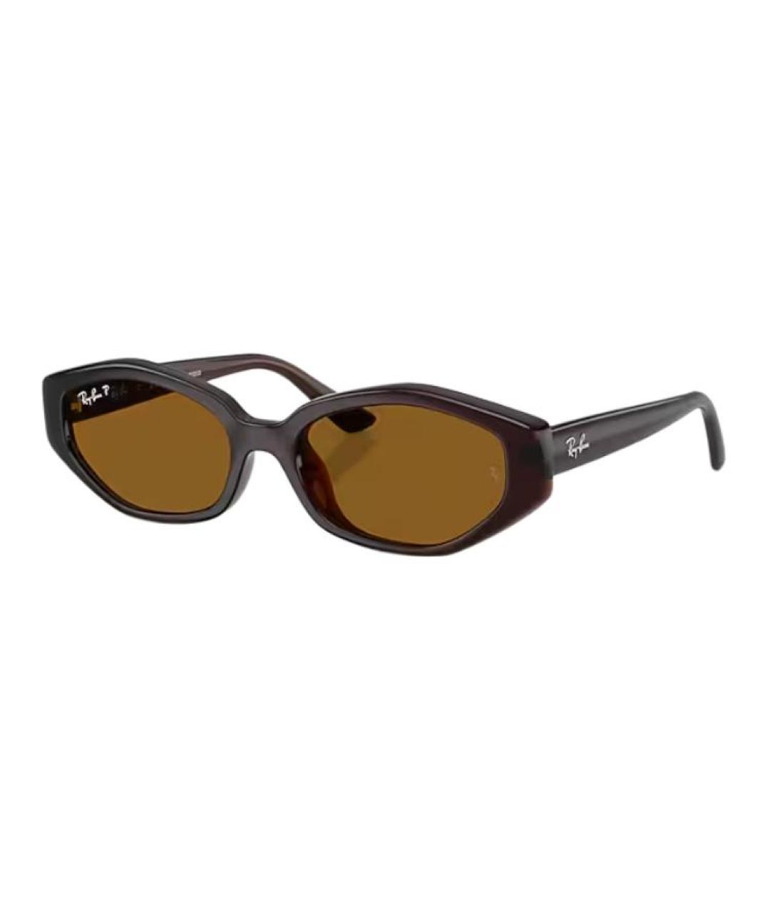 RAY BAN Коричневые пластиковые солнцезащитные очки, фото 1