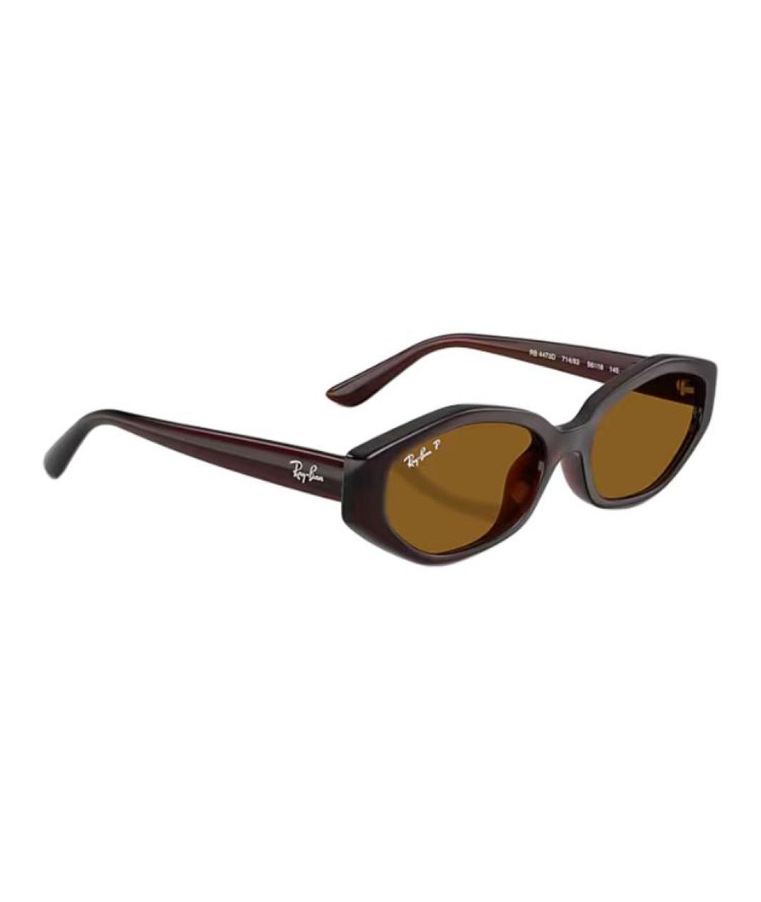 RAY BAN Коричневые пластиковые солнцезащитные очки, фото 4
