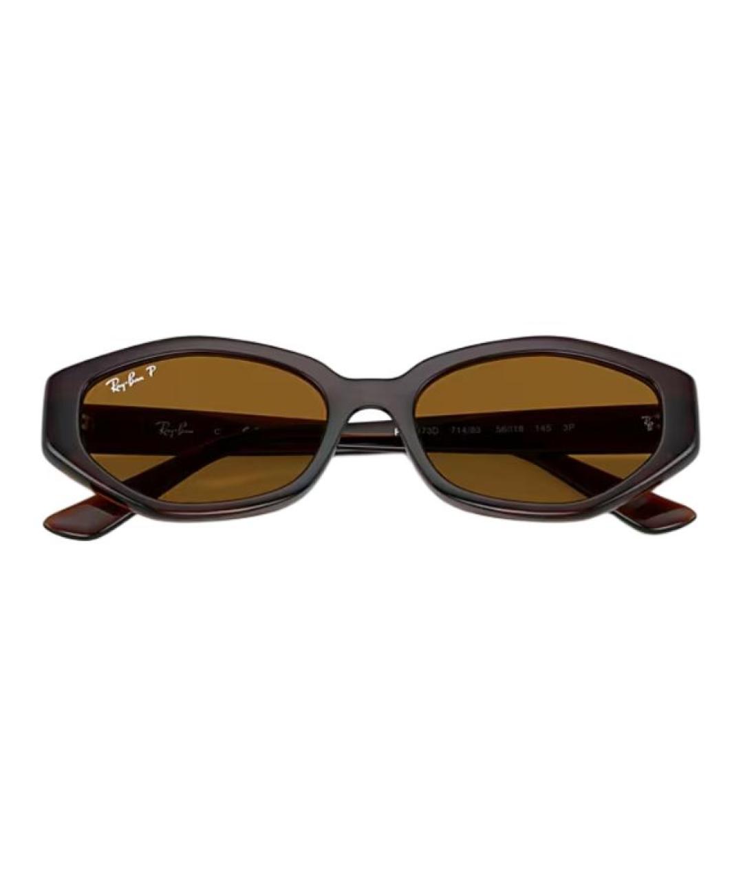 RAY BAN Коричневые пластиковые солнцезащитные очки, фото 3