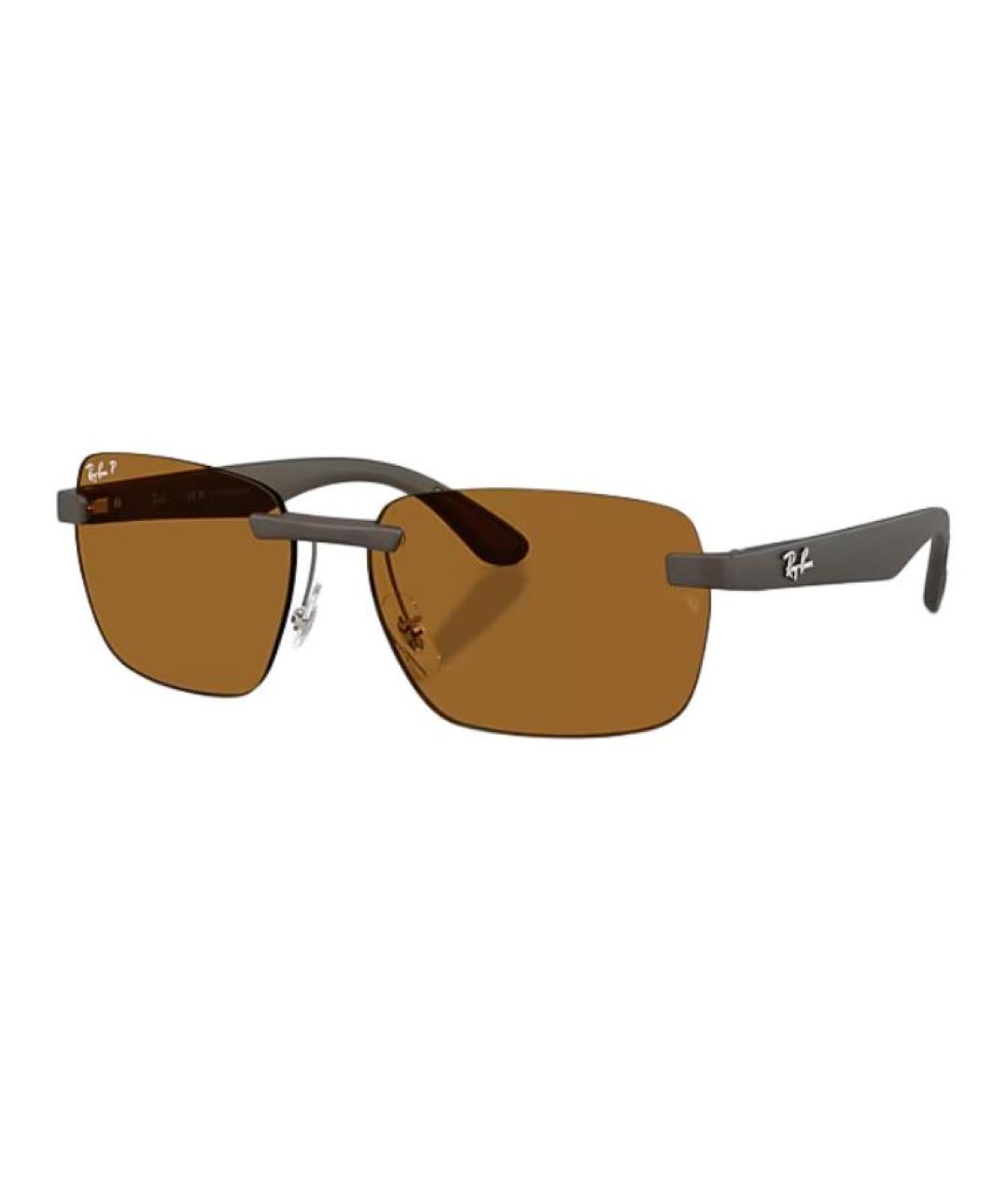 RAY BAN Коричневые пластиковые солнцезащитные очки, фото 1