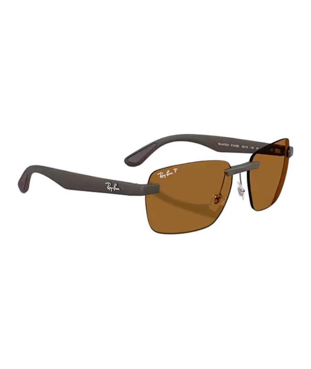 RAY BAN Коричневые пластиковые солнцезащитные очки, фото 4
