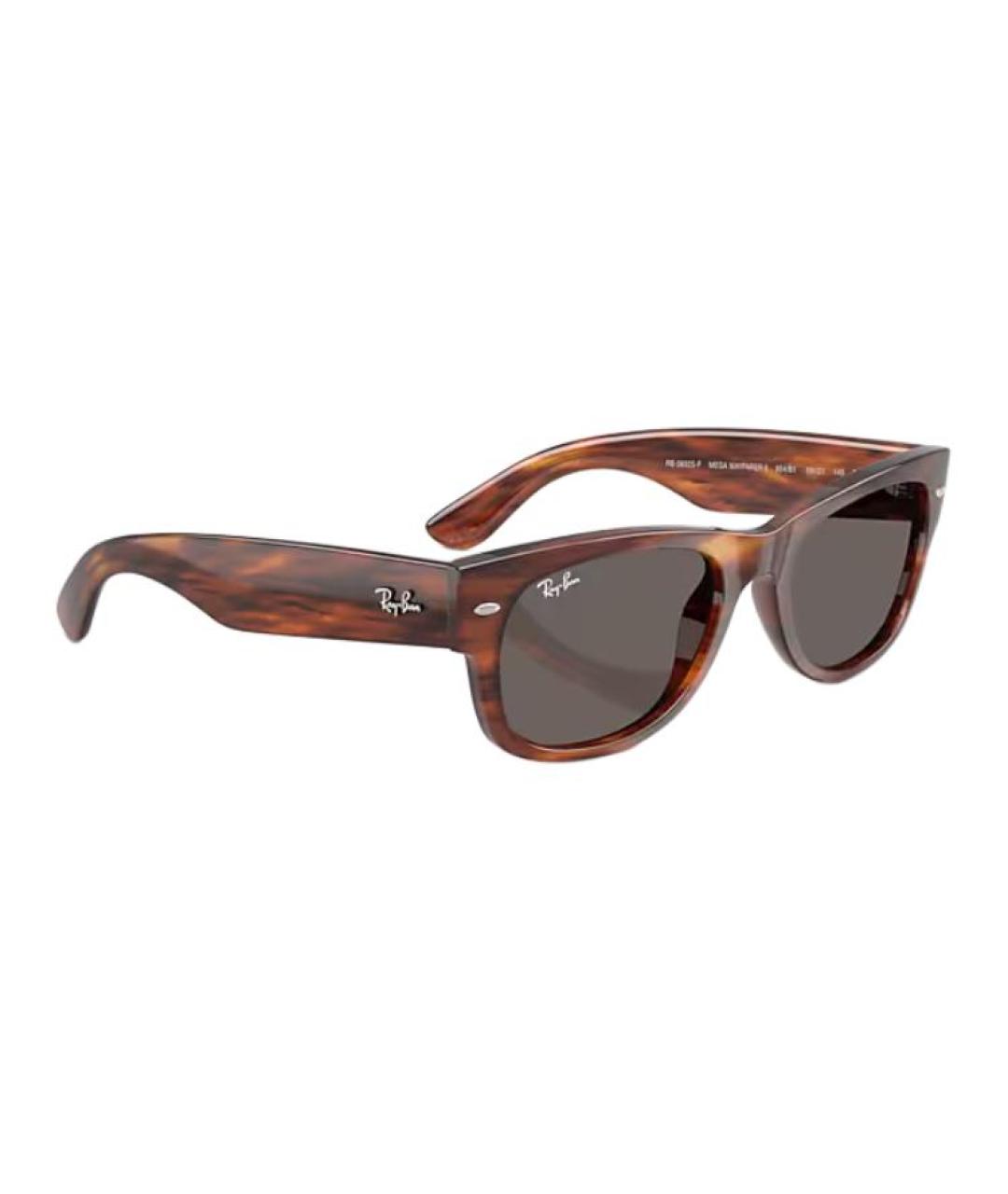 RAY BAN Коричневые пластиковые солнцезащитные очки, фото 3