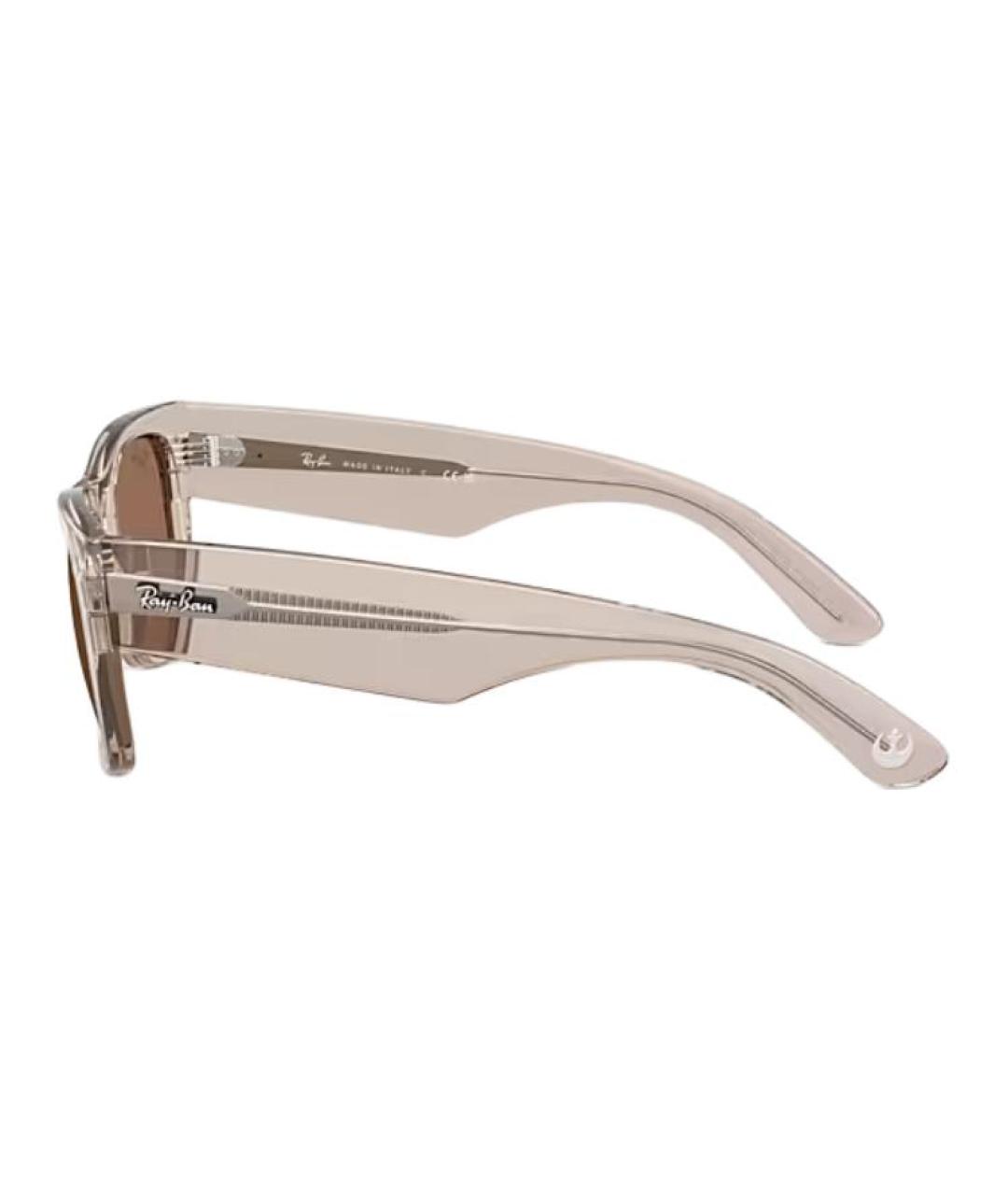 RAY BAN Бежевые пластиковые солнцезащитные очки, фото 3