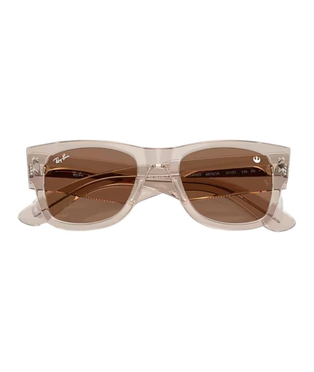 RAY BAN Бежевые пластиковые солнцезащитные очки, фото 5