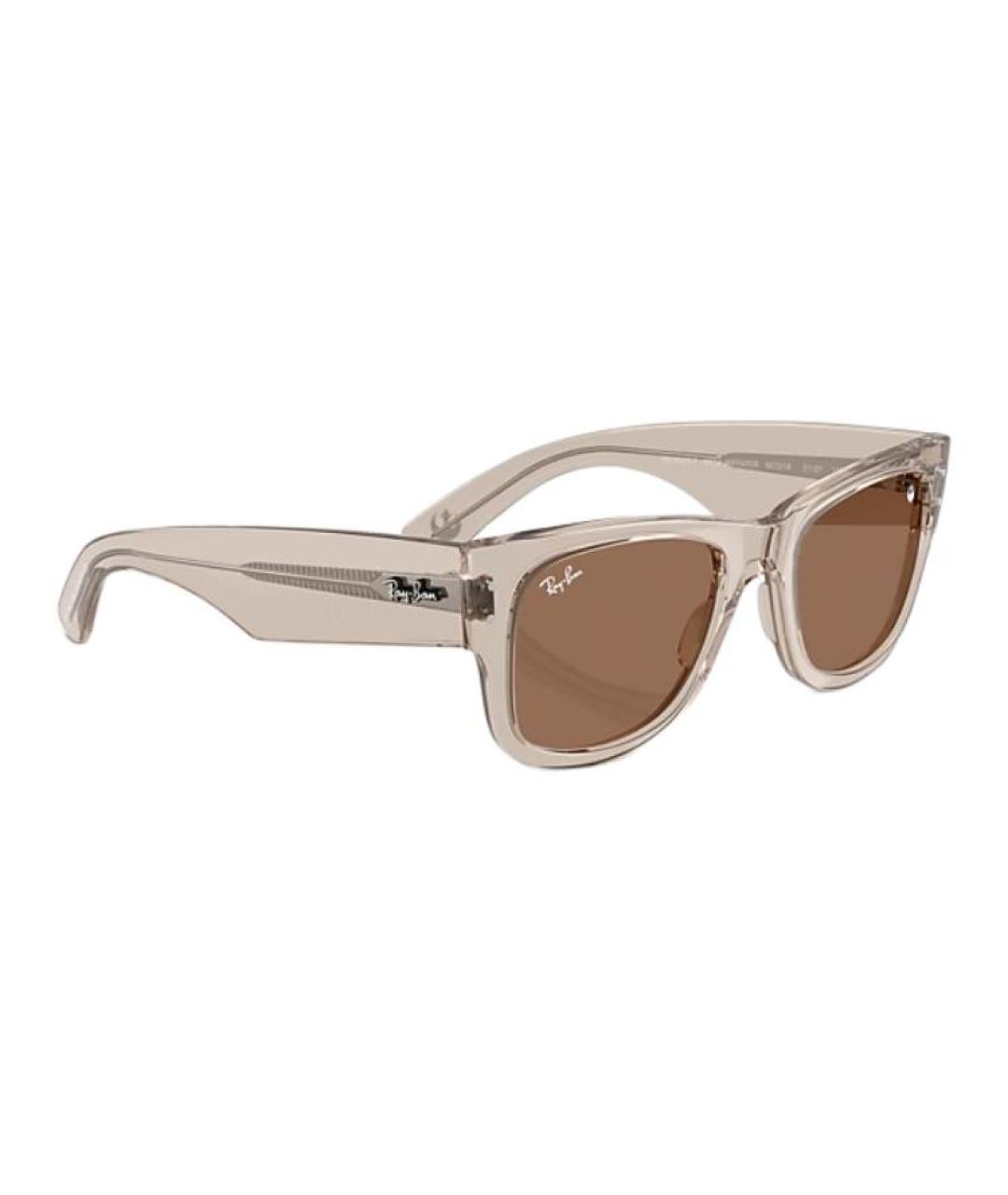 RAY BAN Бежевые пластиковые солнцезащитные очки, фото 4