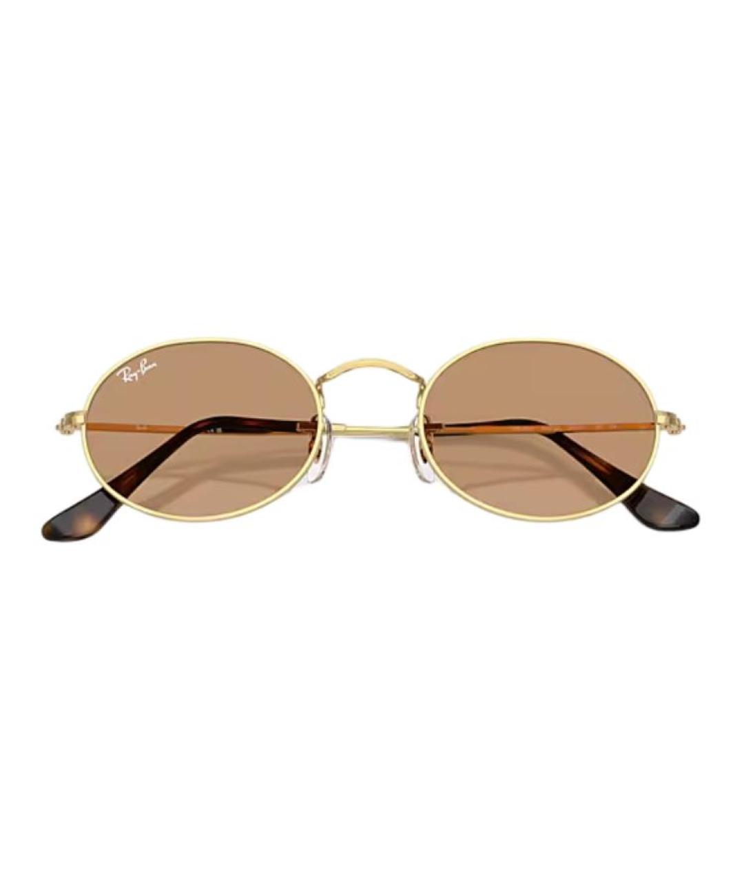 RAY BAN Золотые металлические солнцезащитные очки, фото 5