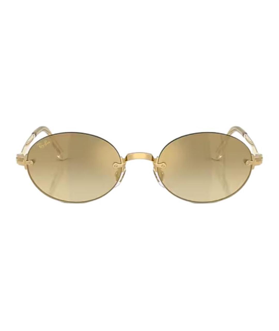 RAY BAN Золотые металлические солнцезащитные очки, фото 2