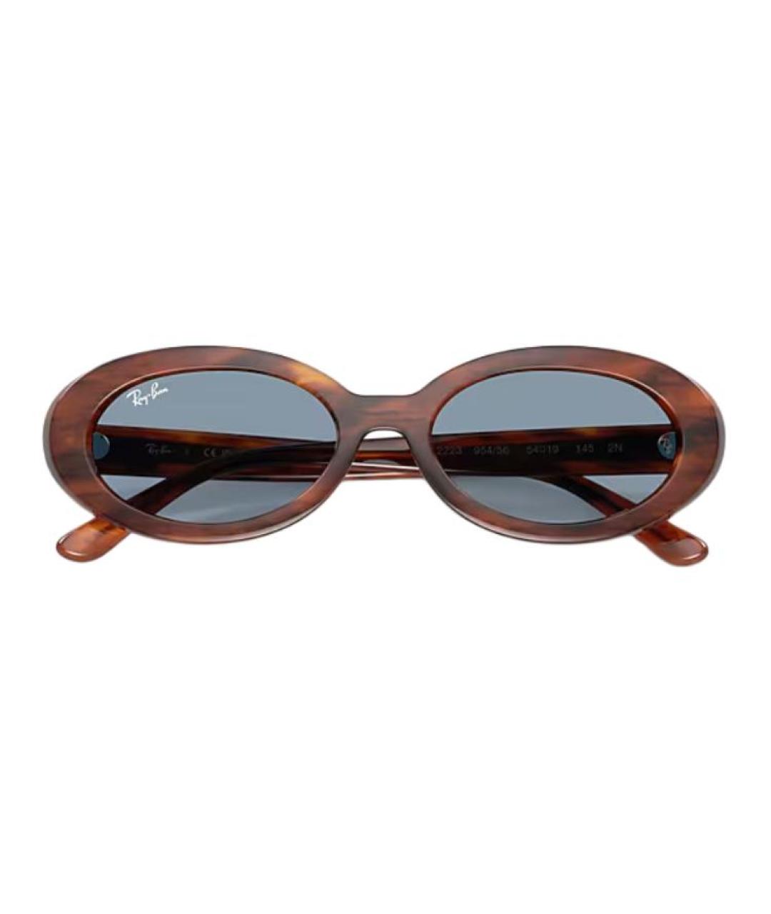 RAY BAN Коричневые пластиковые солнцезащитные очки, фото 4