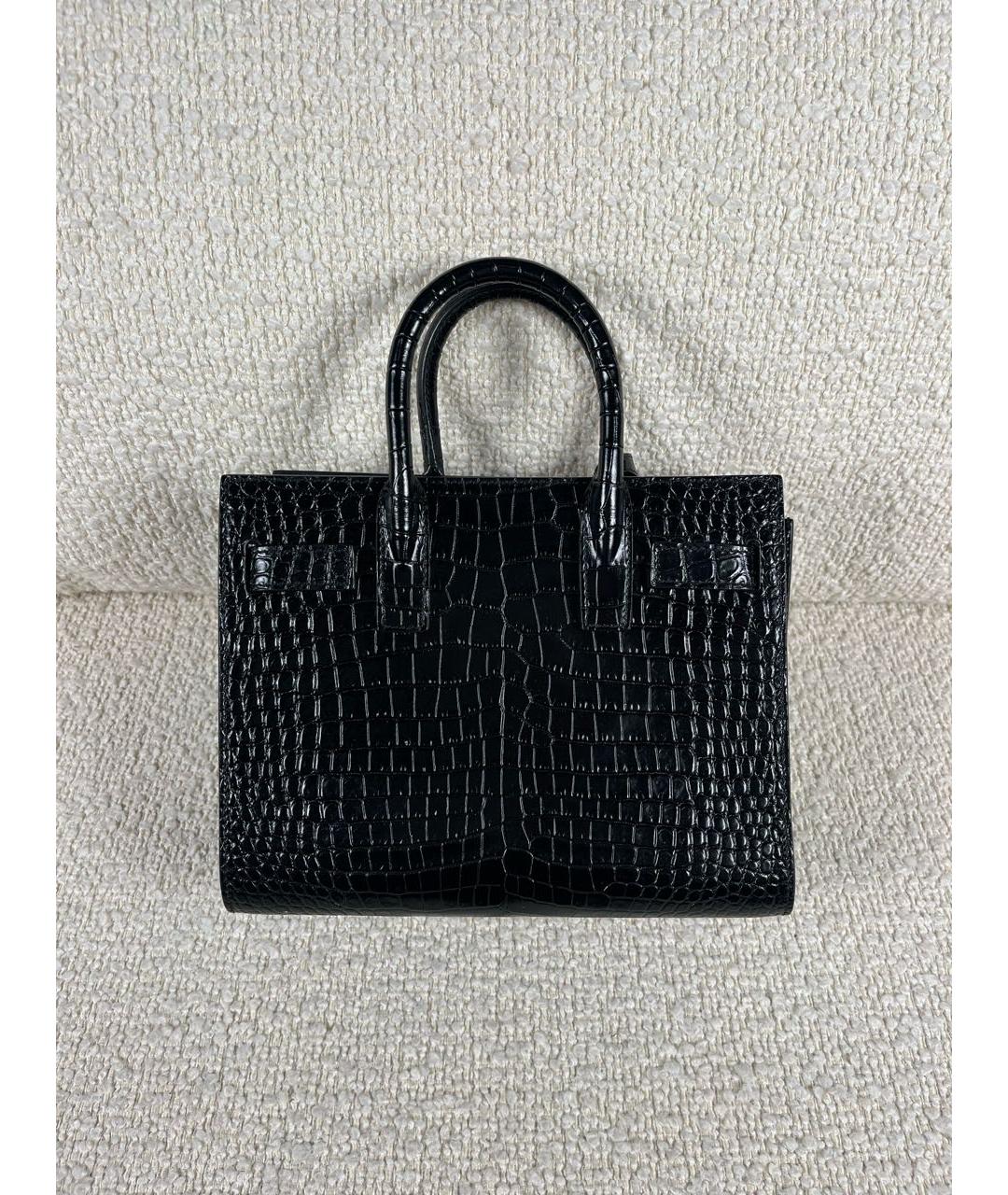 SAINT LAURENT Черная кожаная сумка с короткими ручками, фото 3