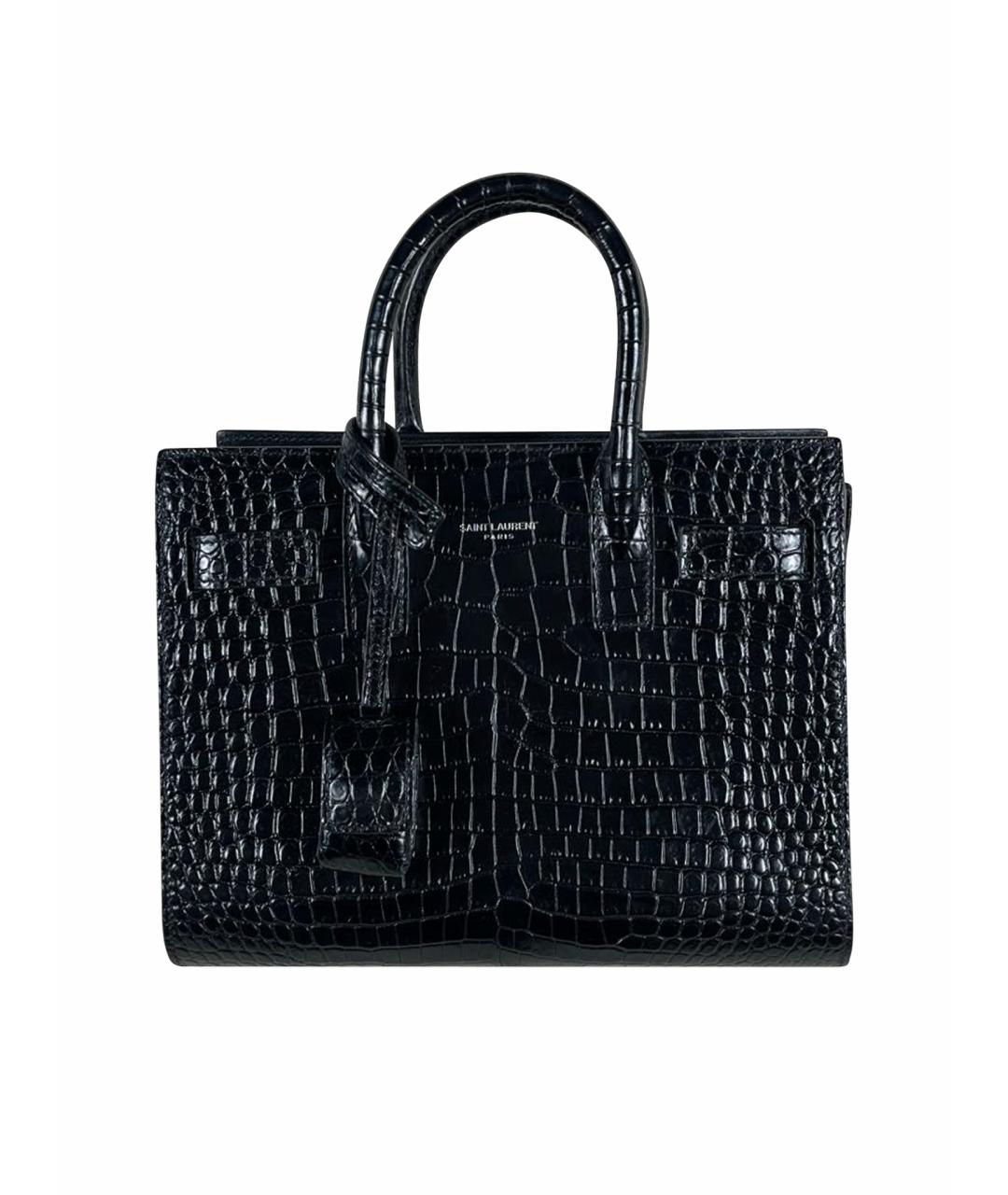 SAINT LAURENT Черная кожаная сумка с короткими ручками, фото 1