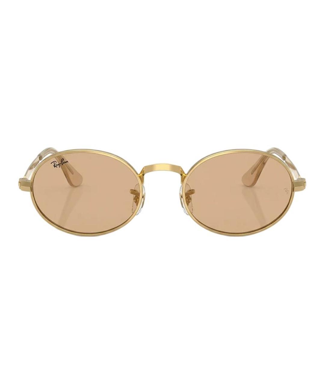RAY BAN Золотые металлические солнцезащитные очки, фото 2