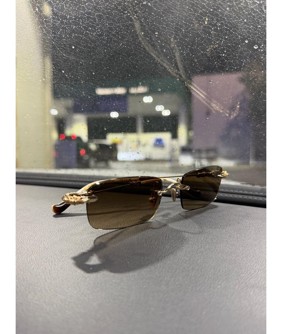 CHROME HEARTS Коричневые солнцезащитные очки из рога буйвола, фото 2